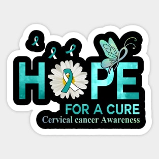 Hope For A Cure  Butterfly Flower Cervical cancer Sticker